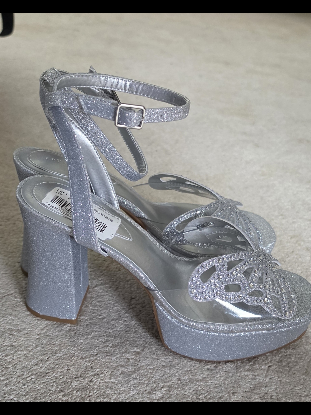 Copper Key, the Marigold Rhinestone Embellished Butterfly Platform Dress Sandals